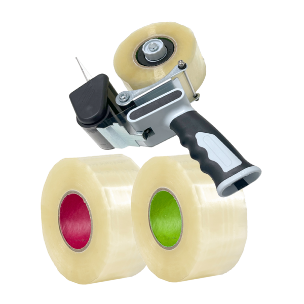Welcome Paket - je 1 transparente Rolle Basis/Power Klebeband inkl. Silent Klebebandabroller